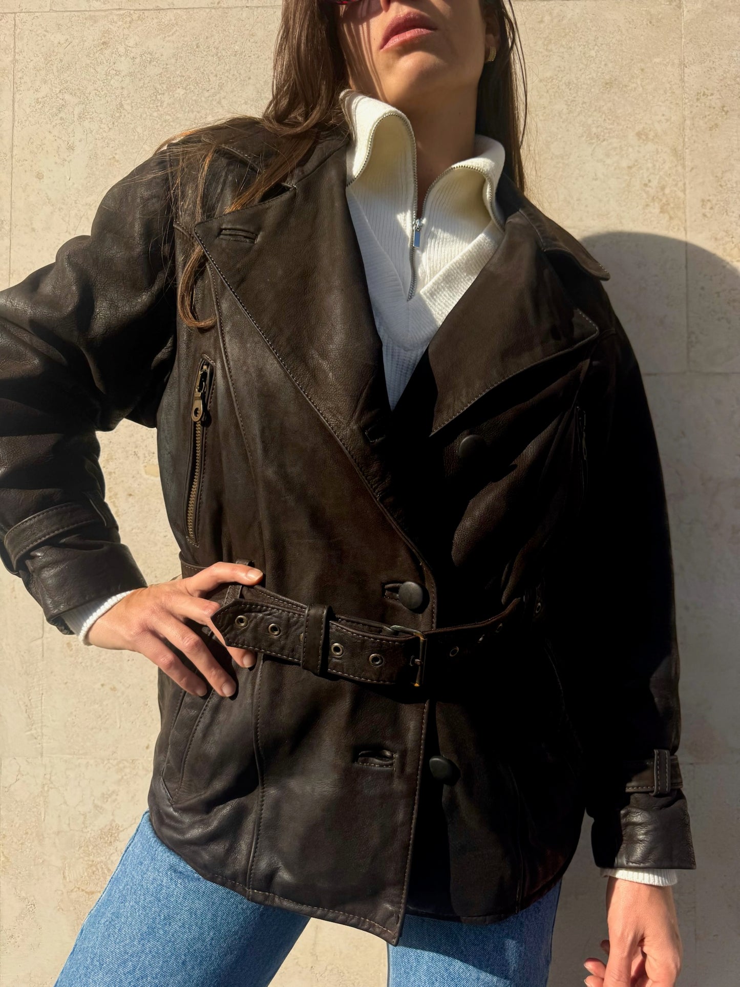 GIACCA IN VERA PELLE CON CINTURA