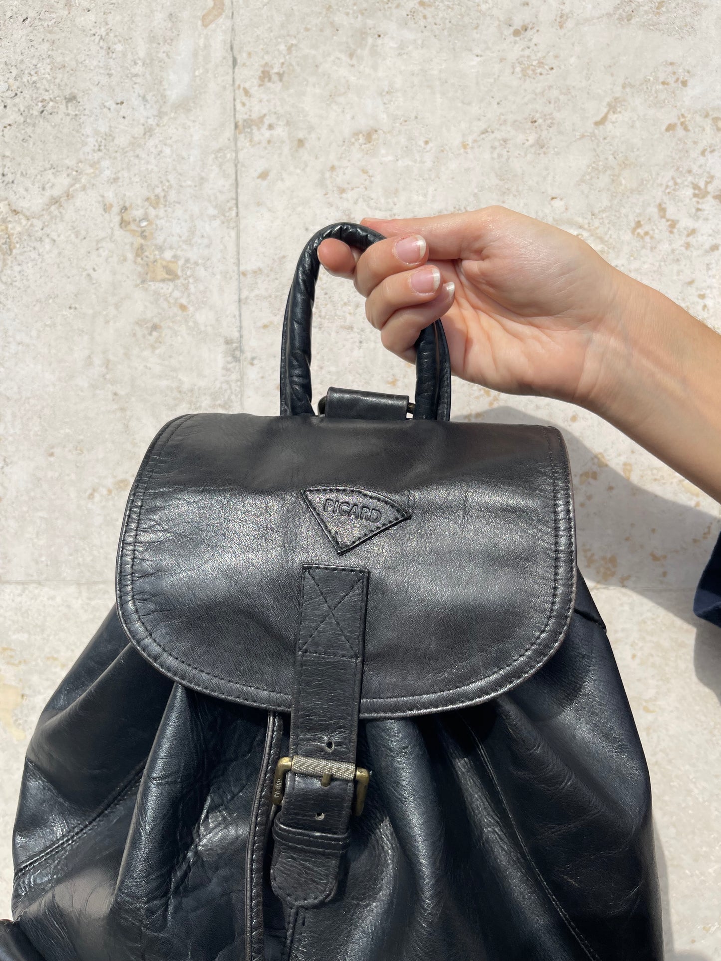 REAL BLACK LEATHER BACKPACK