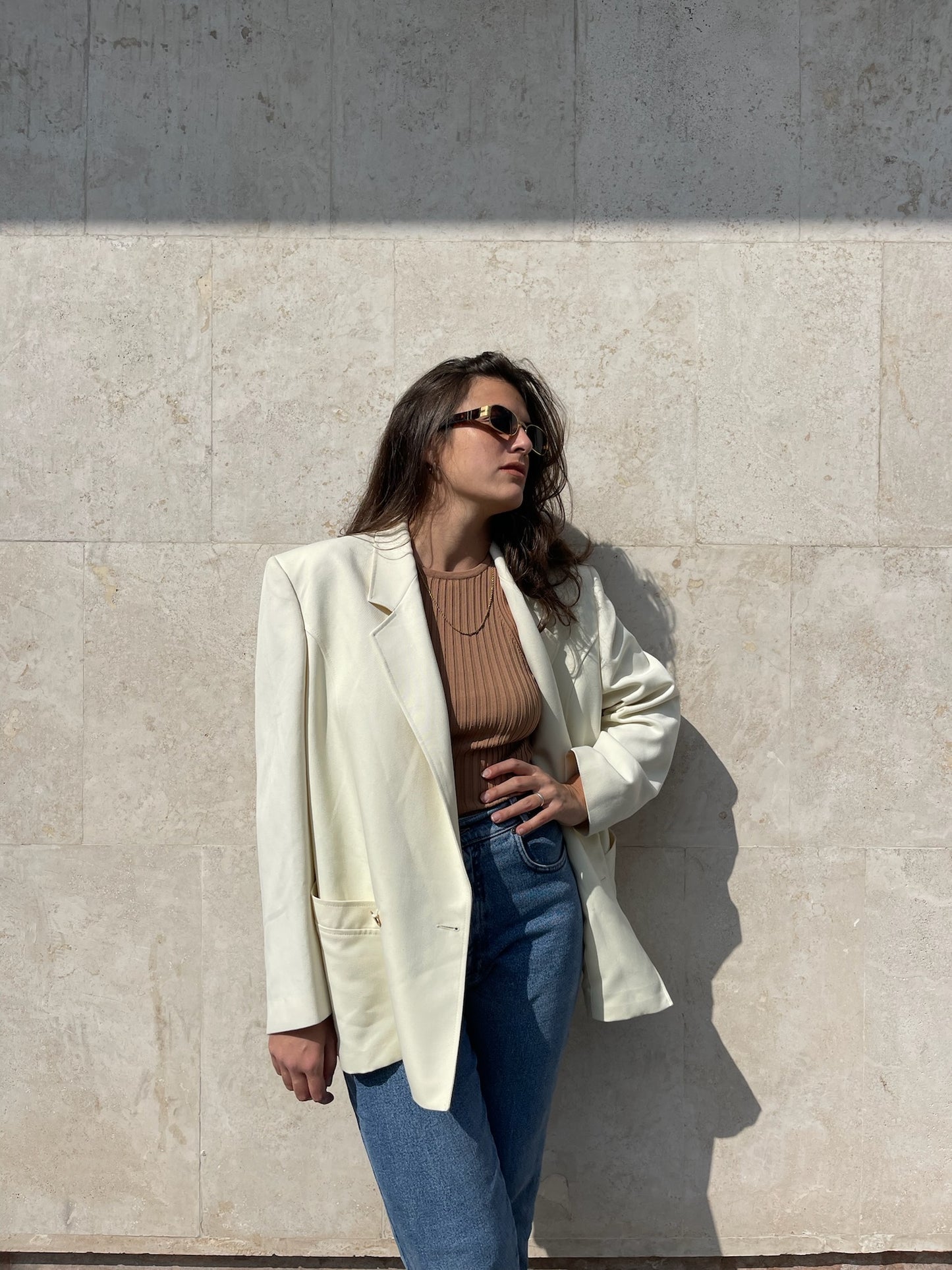 DOUBLE BREAST OFF-WHITE BLAZER