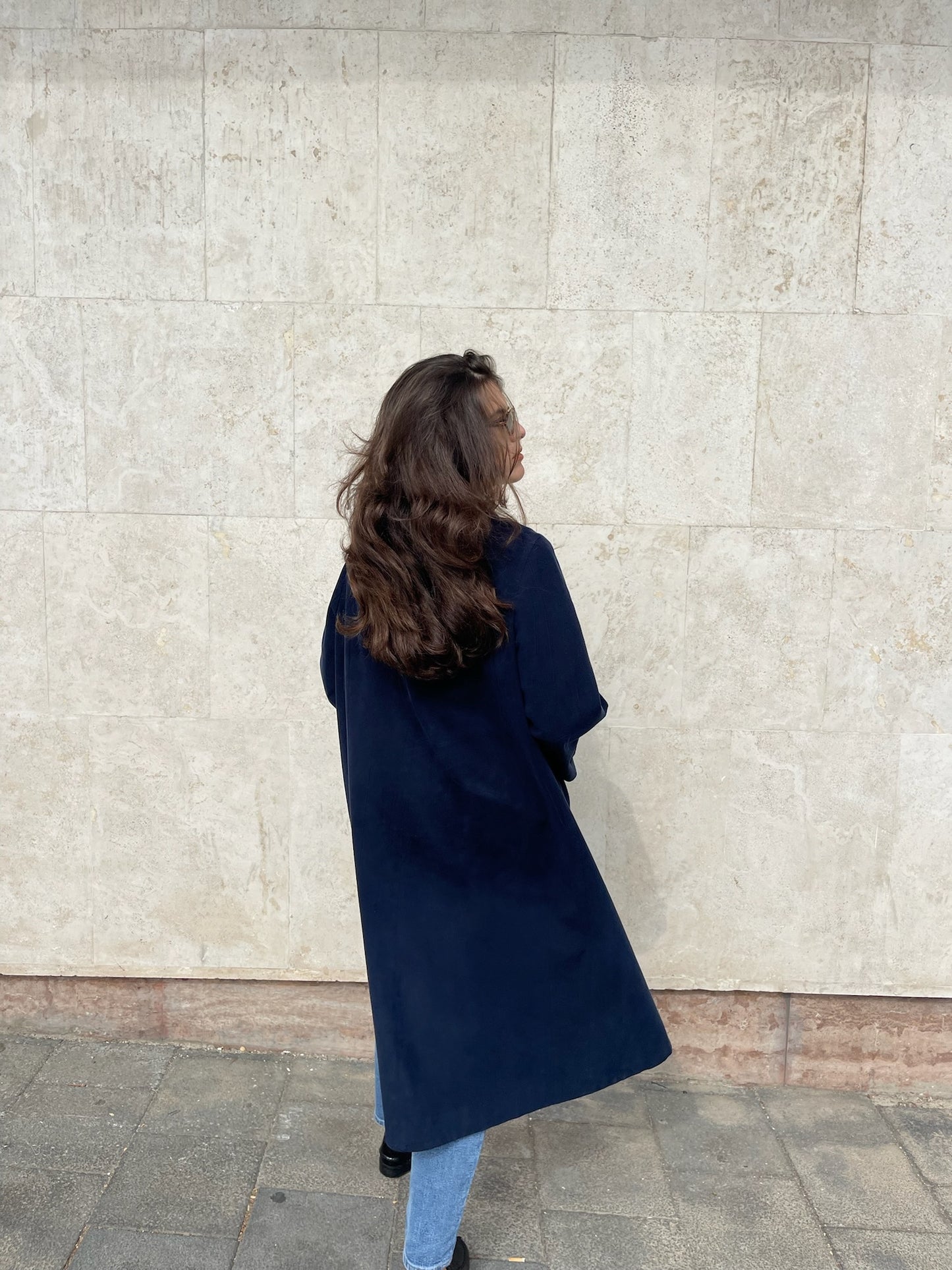 BLUE ALCANTARA TRENCH COAT