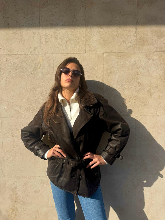 GIACCA IN VERA PELLE CON CINTURA