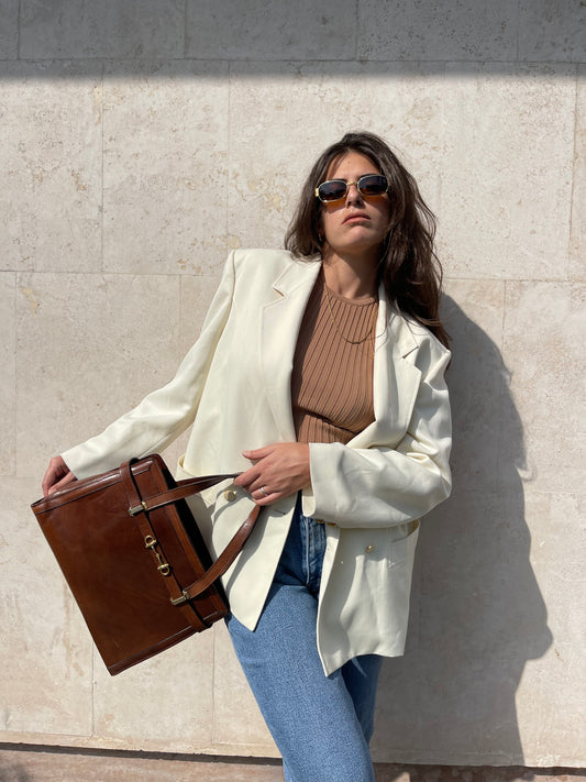 VINTAGE BROWN LEATHER HANDBAG