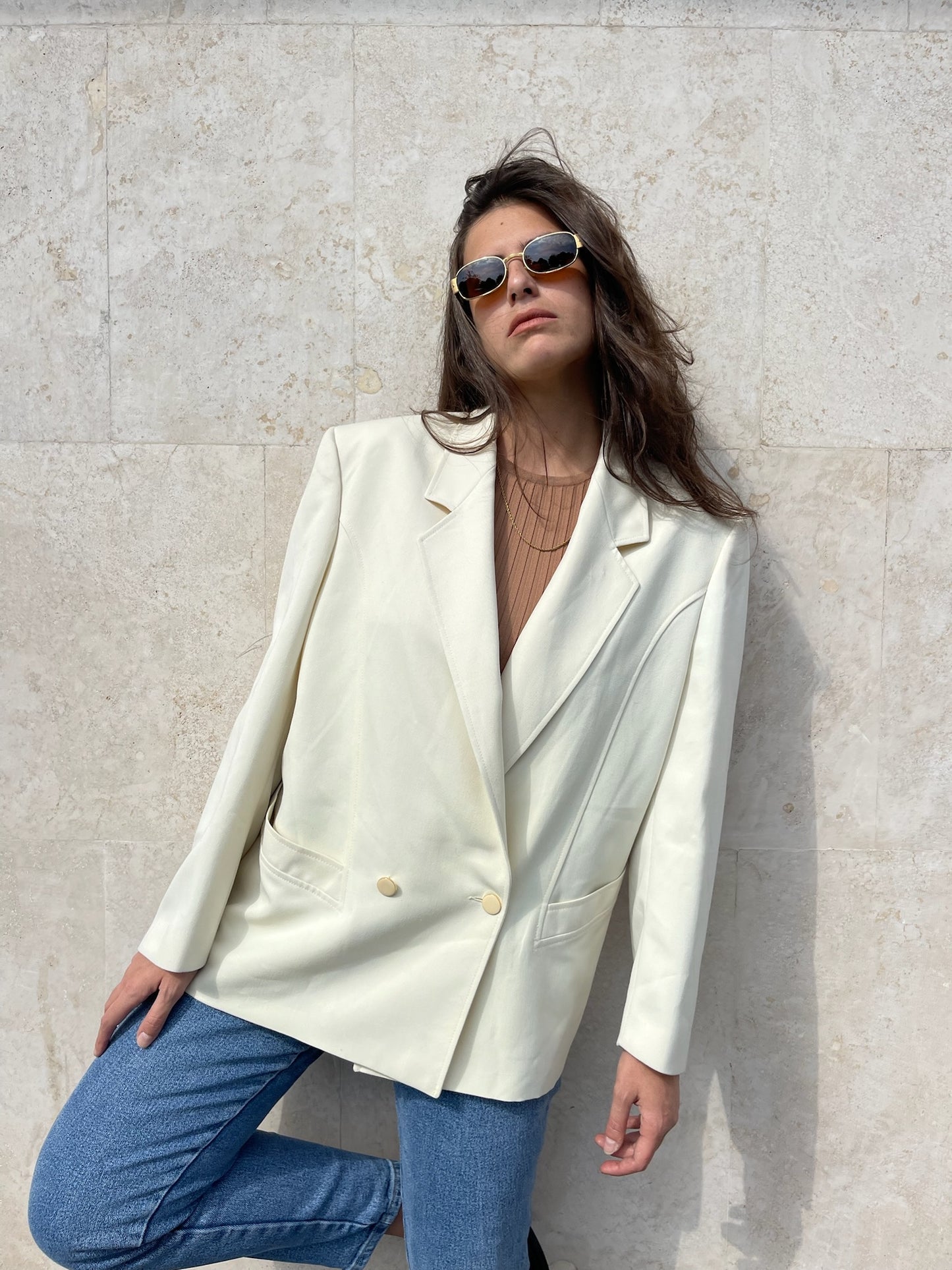 DOUBLE BREAST OFF-WHITE BLAZER