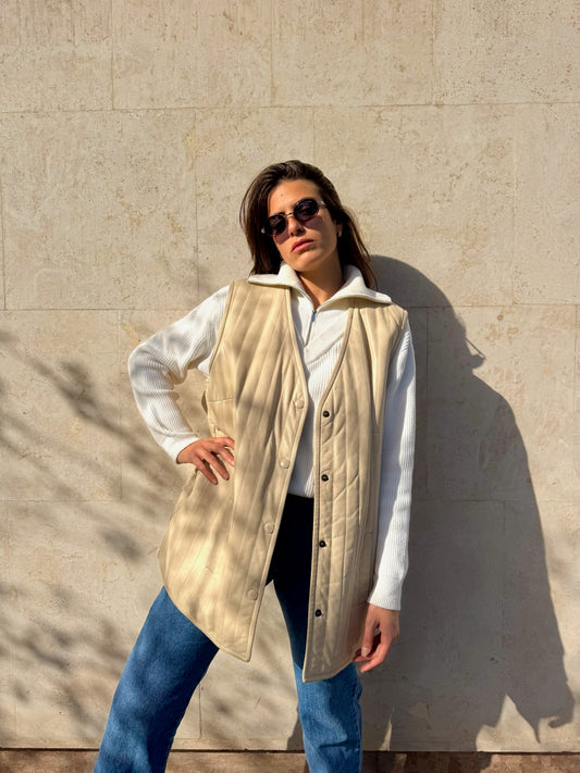 GILET IN VERA PELLE COLOR BURRO