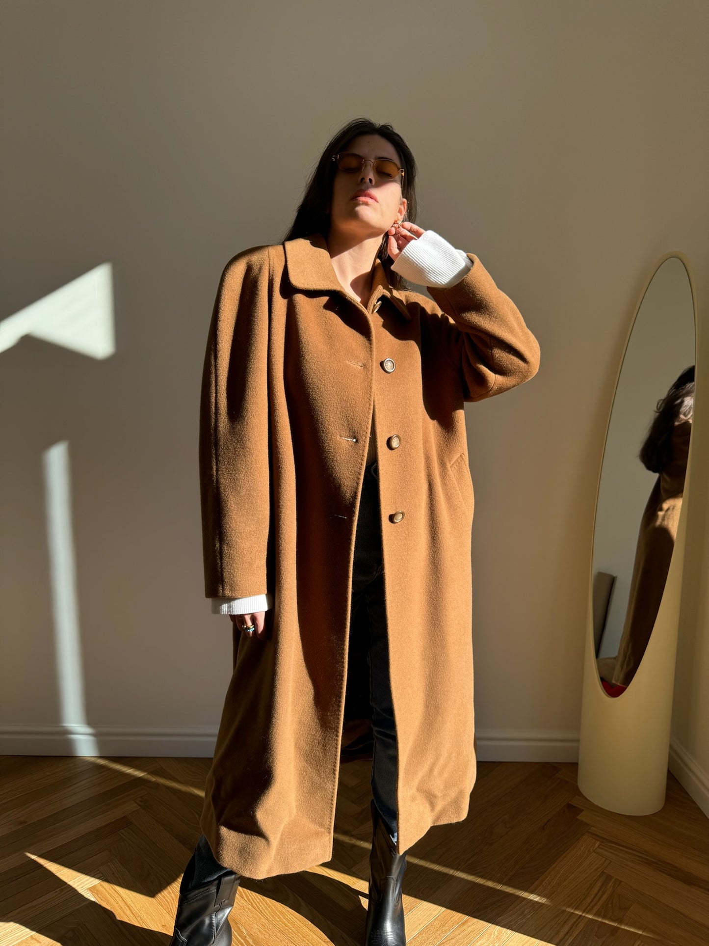 LONG CAMEL COAT IN WOOL