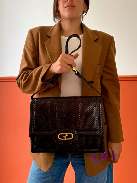 BORSA IN PELLE A TRACOLLA MARRONE