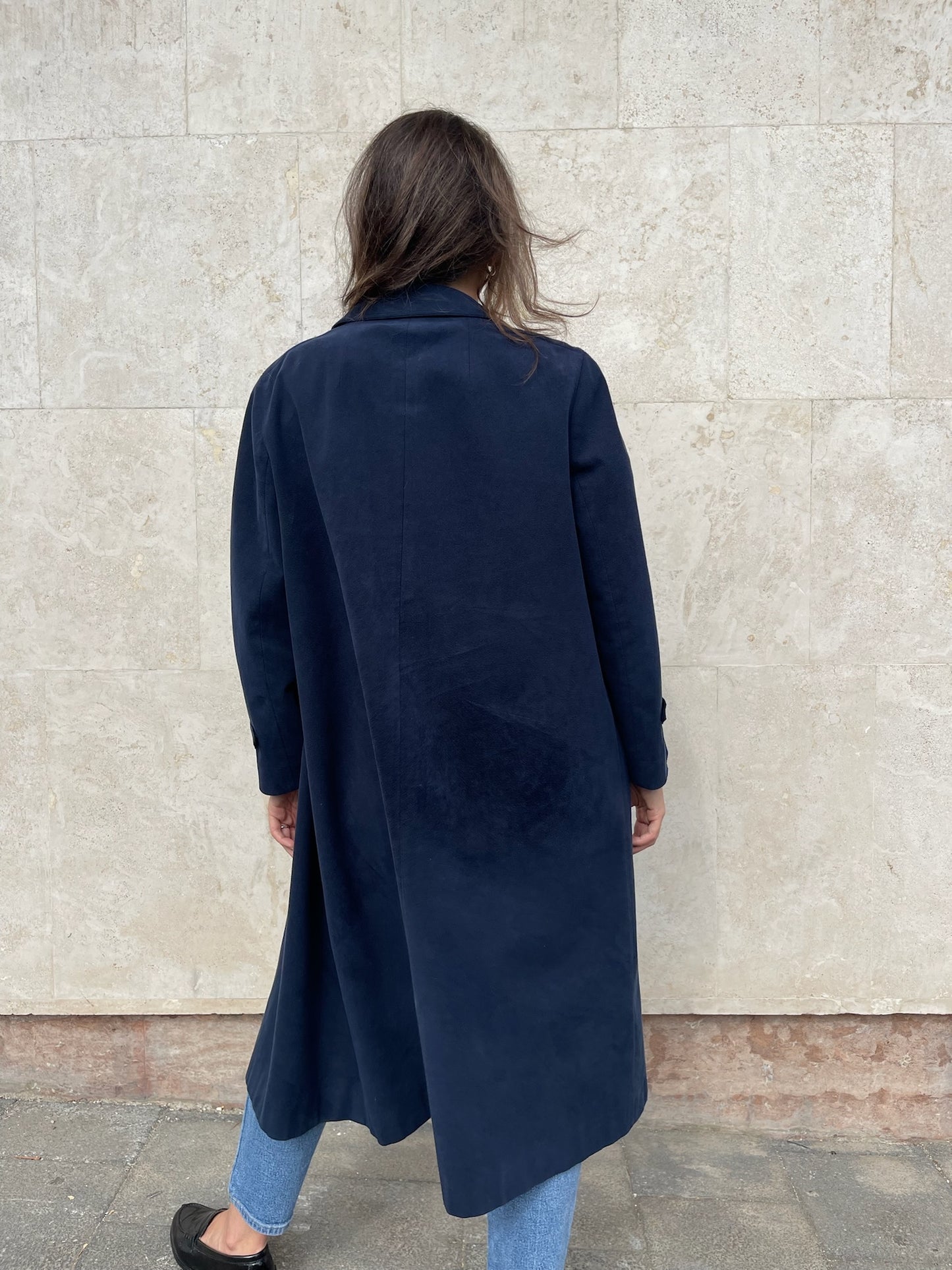 BLUE ALCANTARA TRENCH COAT