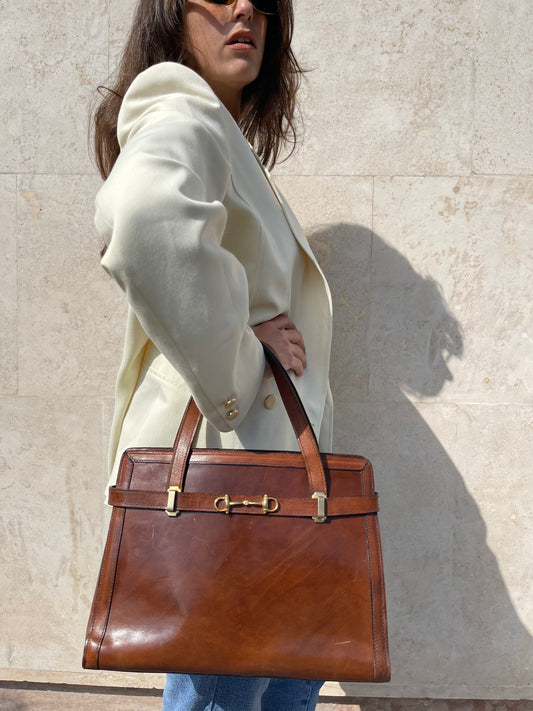 VINTAGE BROWN LEATHER HANDBAG