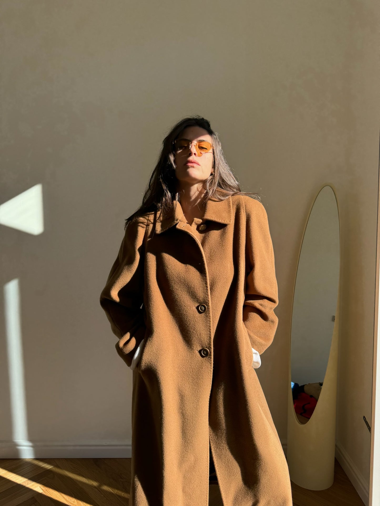 LONG CAMEL COAT IN WOOL