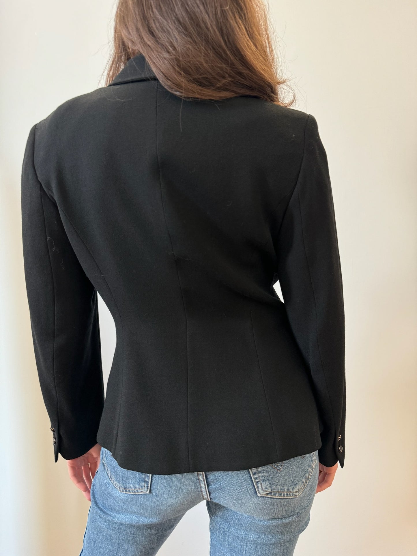 BLACK DOUBLE BREASTED JACKET IN WOOL