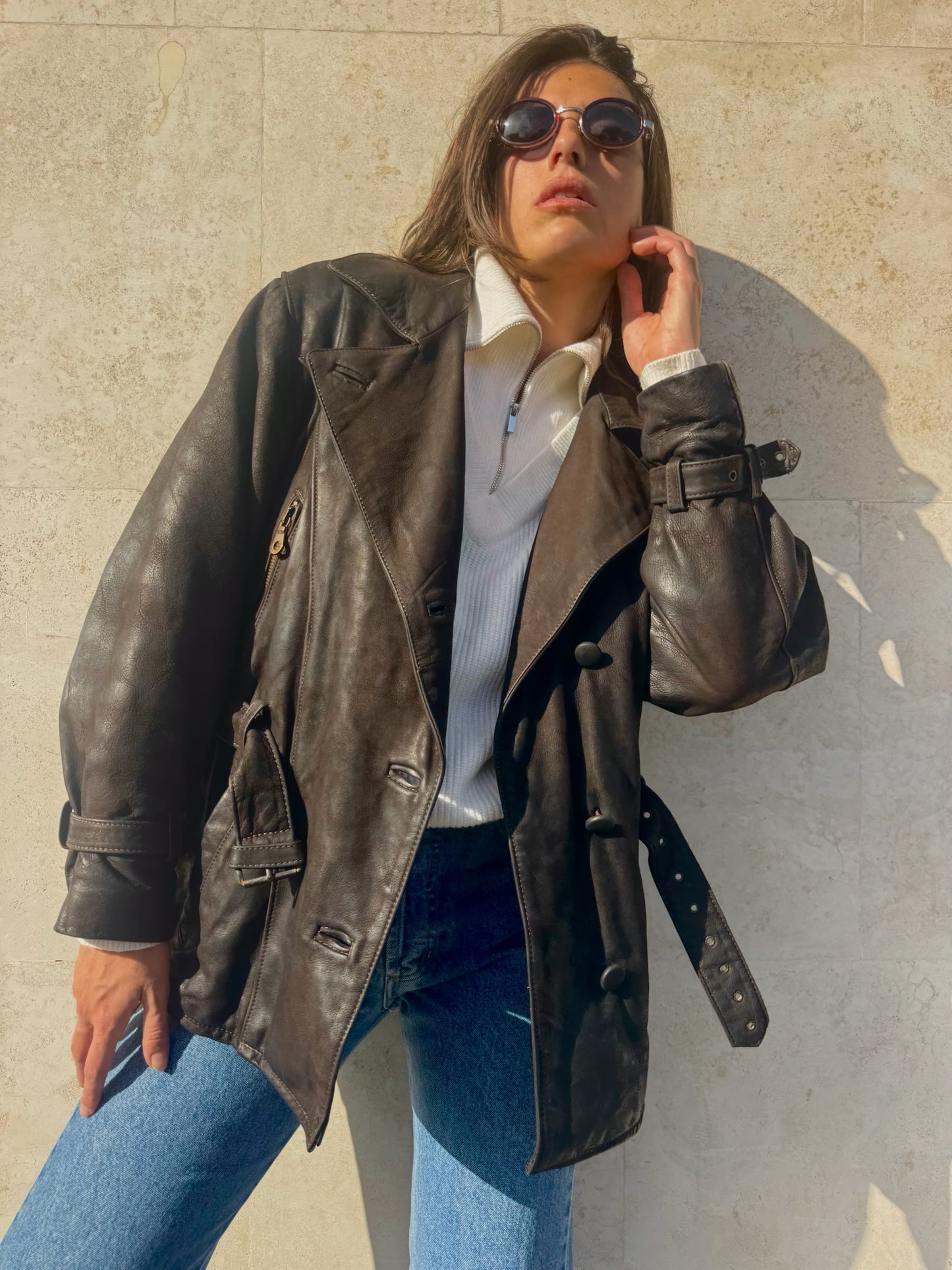 GIACCA IN VERA PELLE CON CINTURA