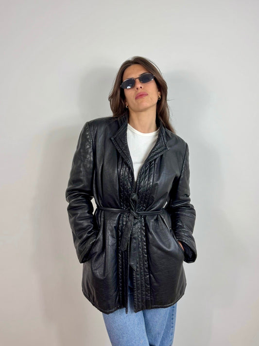 GIACCA IN VERA PELLE CON CINTURA