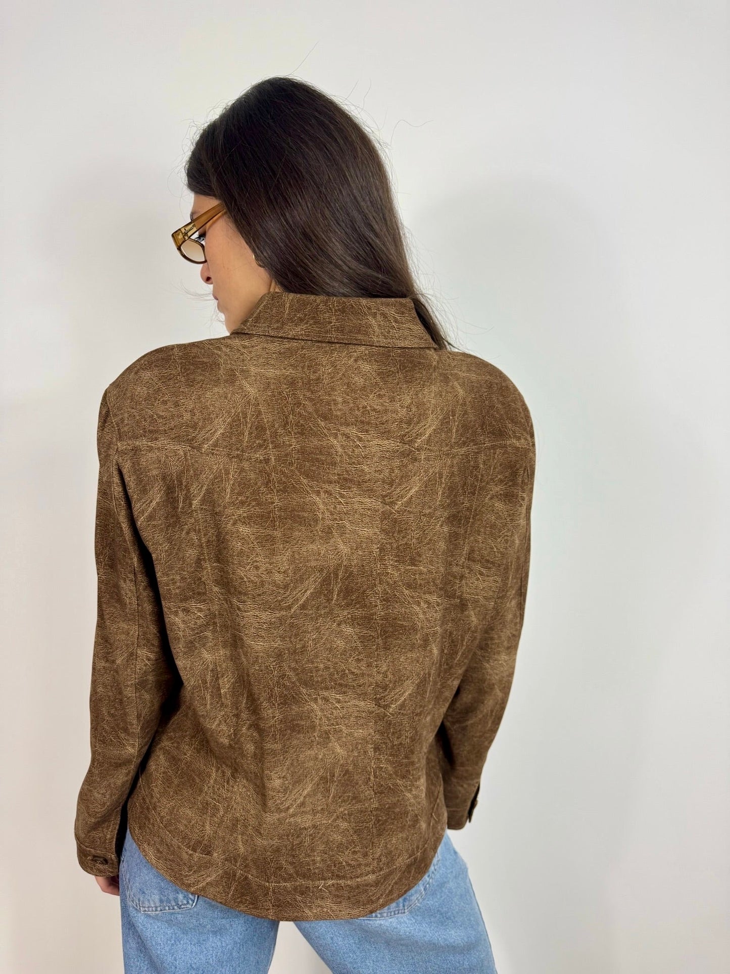 CAMICIA VINTAGE MARRONE EFFETTO OLD
