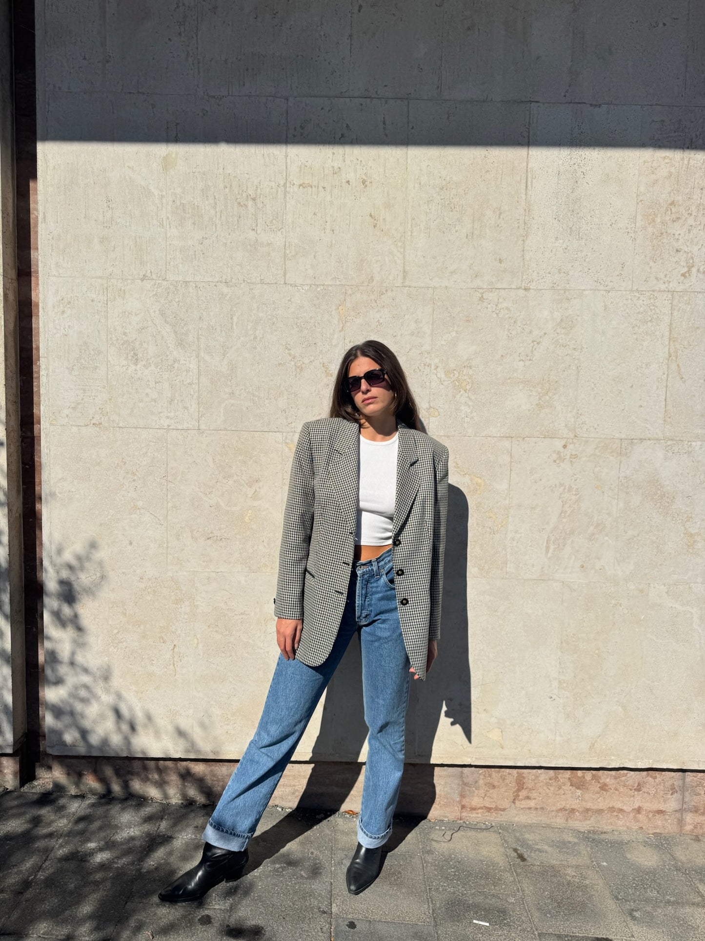 BLAZER IN PIED DE POULE B/W