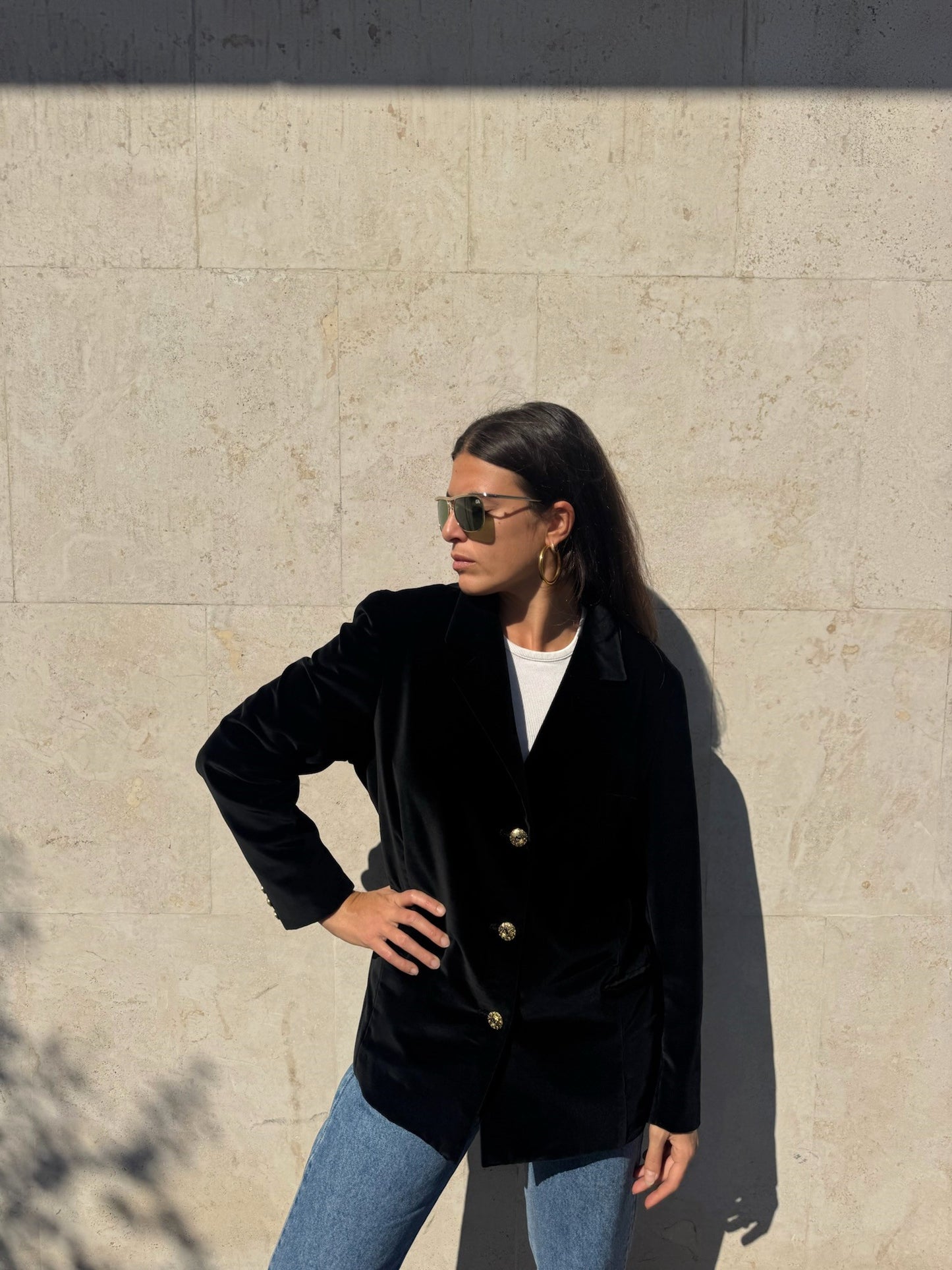 BLAZER NERA IN VELLUTO