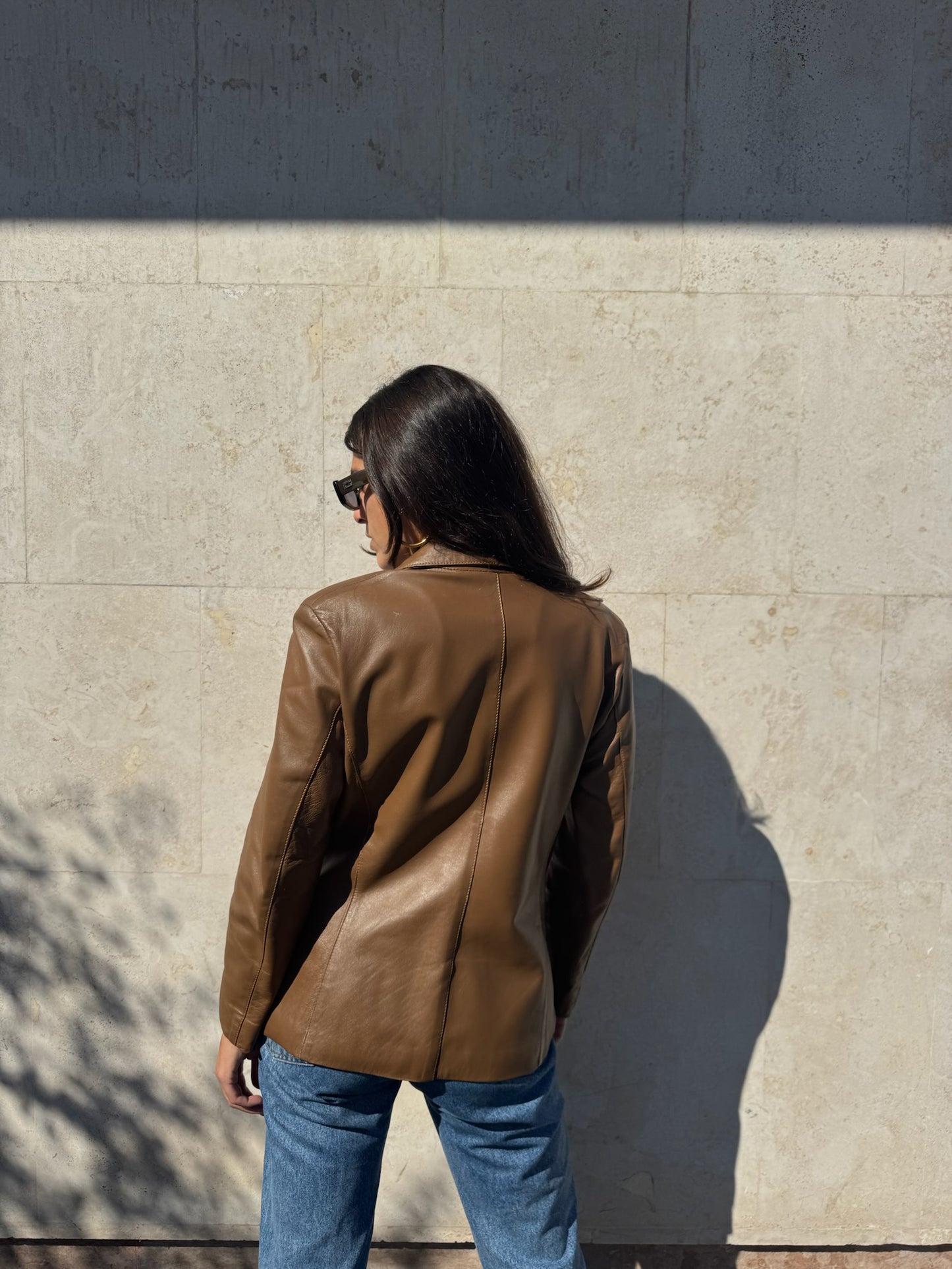 BLAZER IN PELLE MARRONE