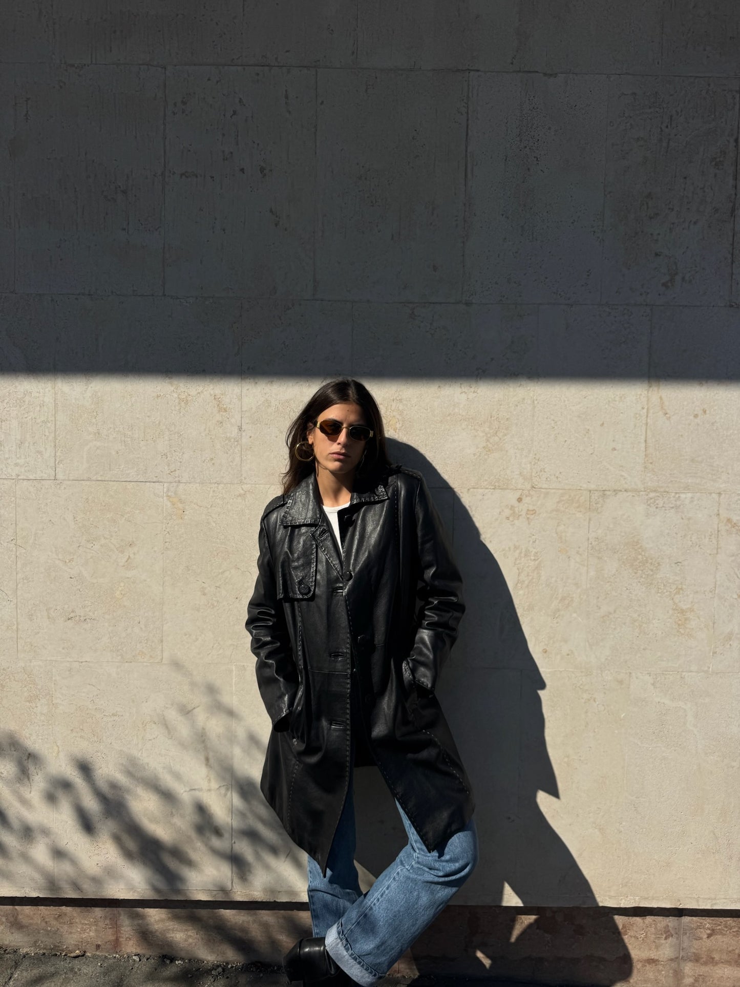 TRENCH IN VERA PELLE NERO