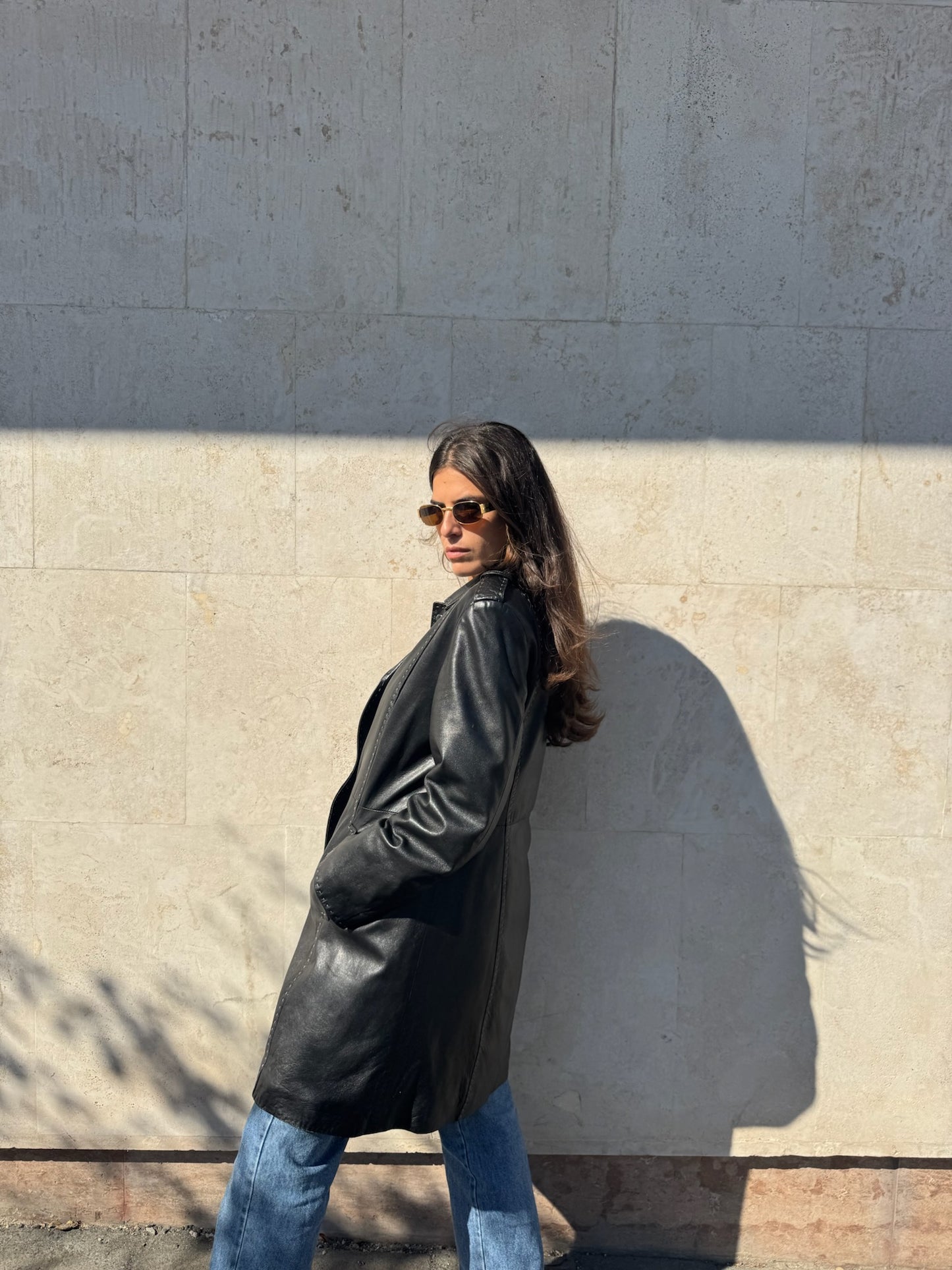 TRENCH IN VERA PELLE NERO