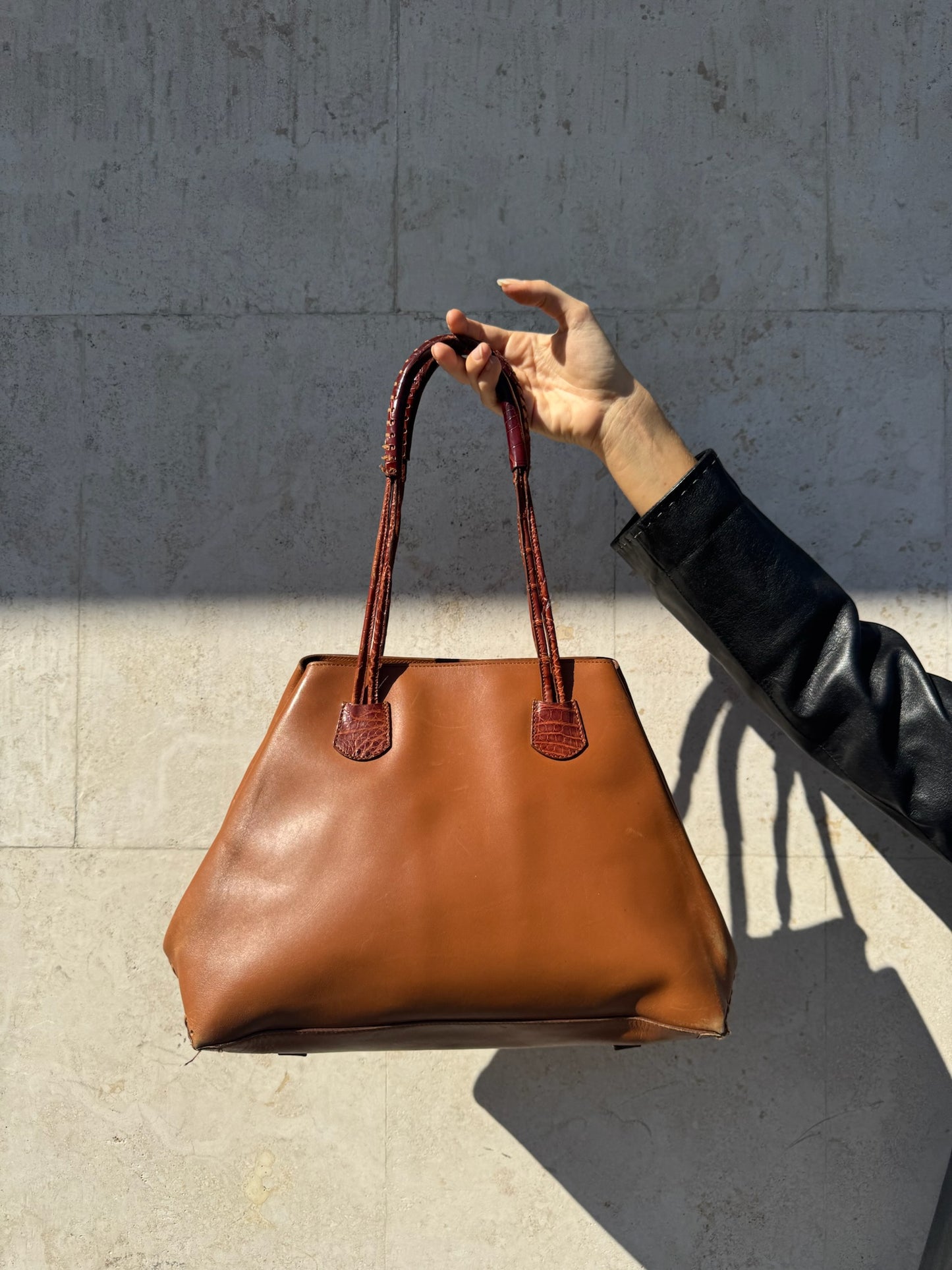 TOTE BAG MARRONE IN PELLE