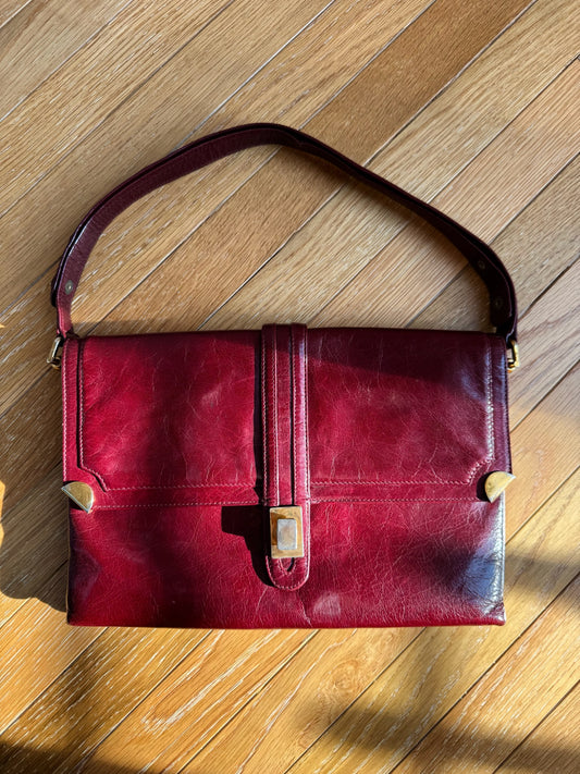 BORSA A SPALLA BORDEAUX IN PELLE