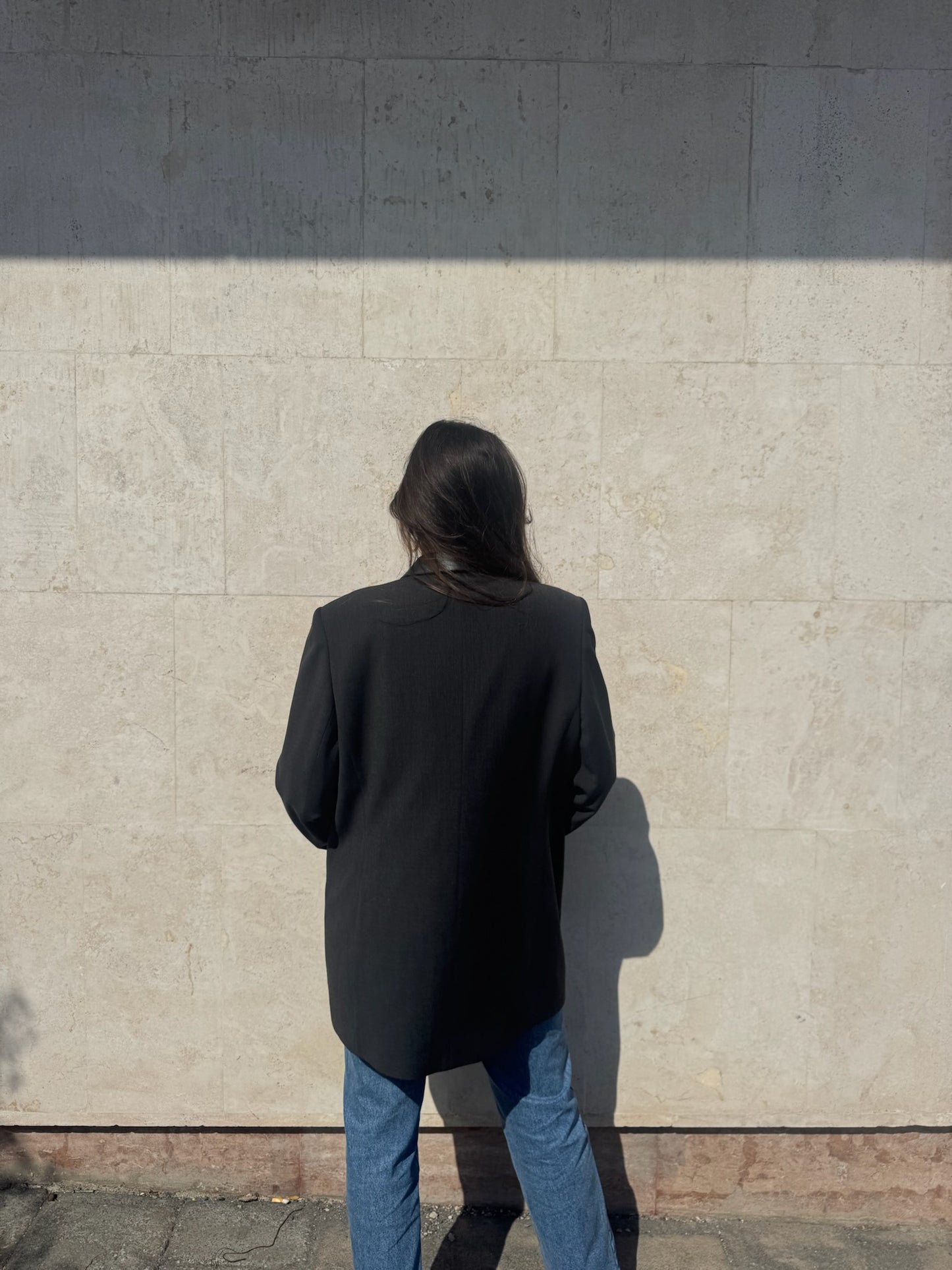 BLAZER GRIGIO CON DETTAGLI IN PELLE