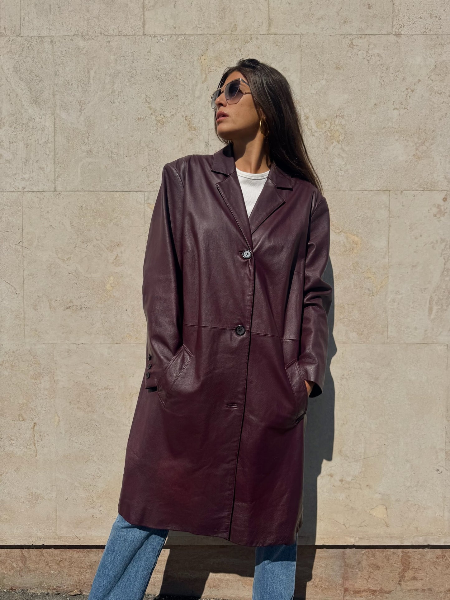 CAPPOTTO PRUGNA IN VERA PELLE