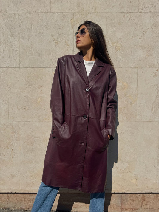 CAPPOTTO PRUGNA IN VERA PELLE
