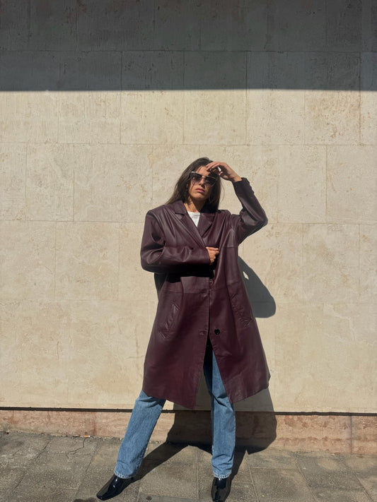 CAPPOTTO PRUGNA IN VERA PELLE