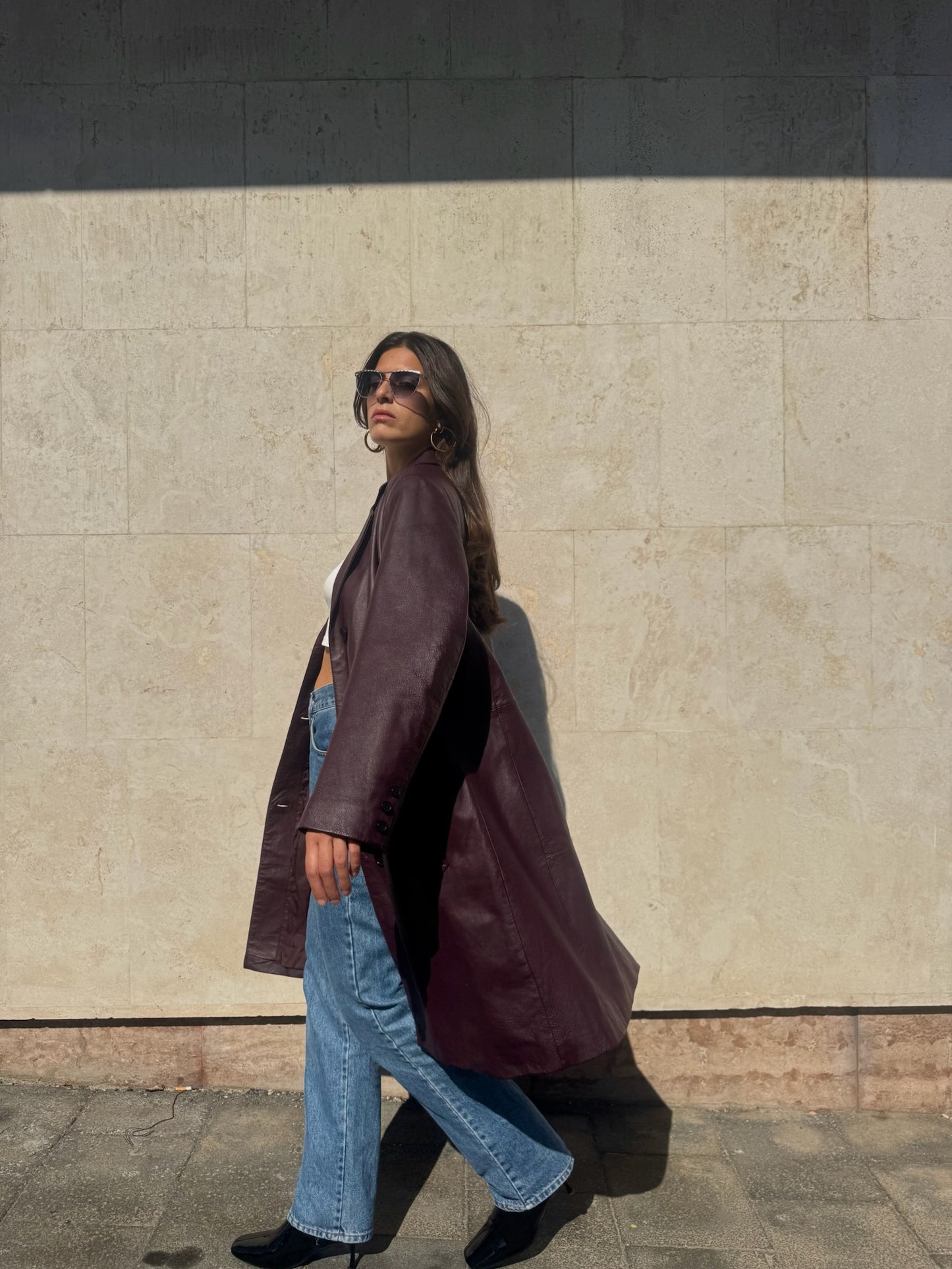 CAPPOTTO PRUGNA IN VERA PELLE