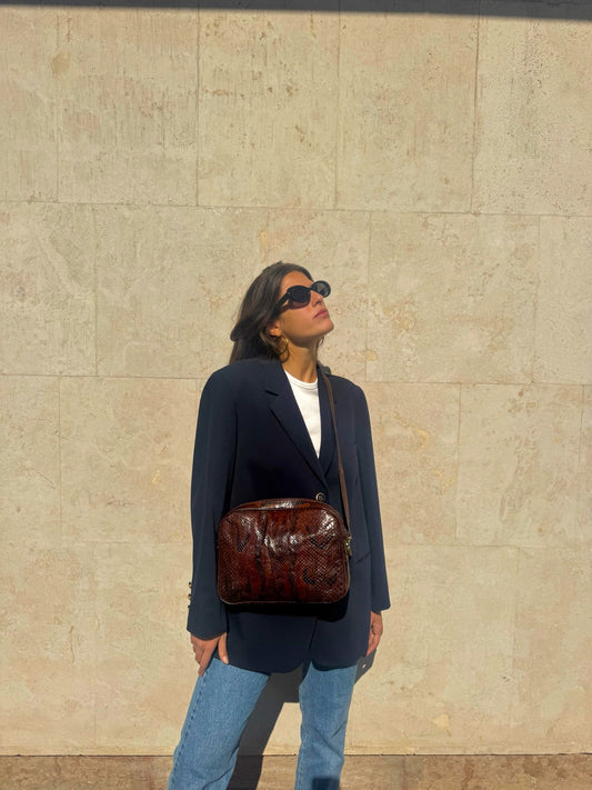 CAMERA BAG CON TEXTURE IN PITONE