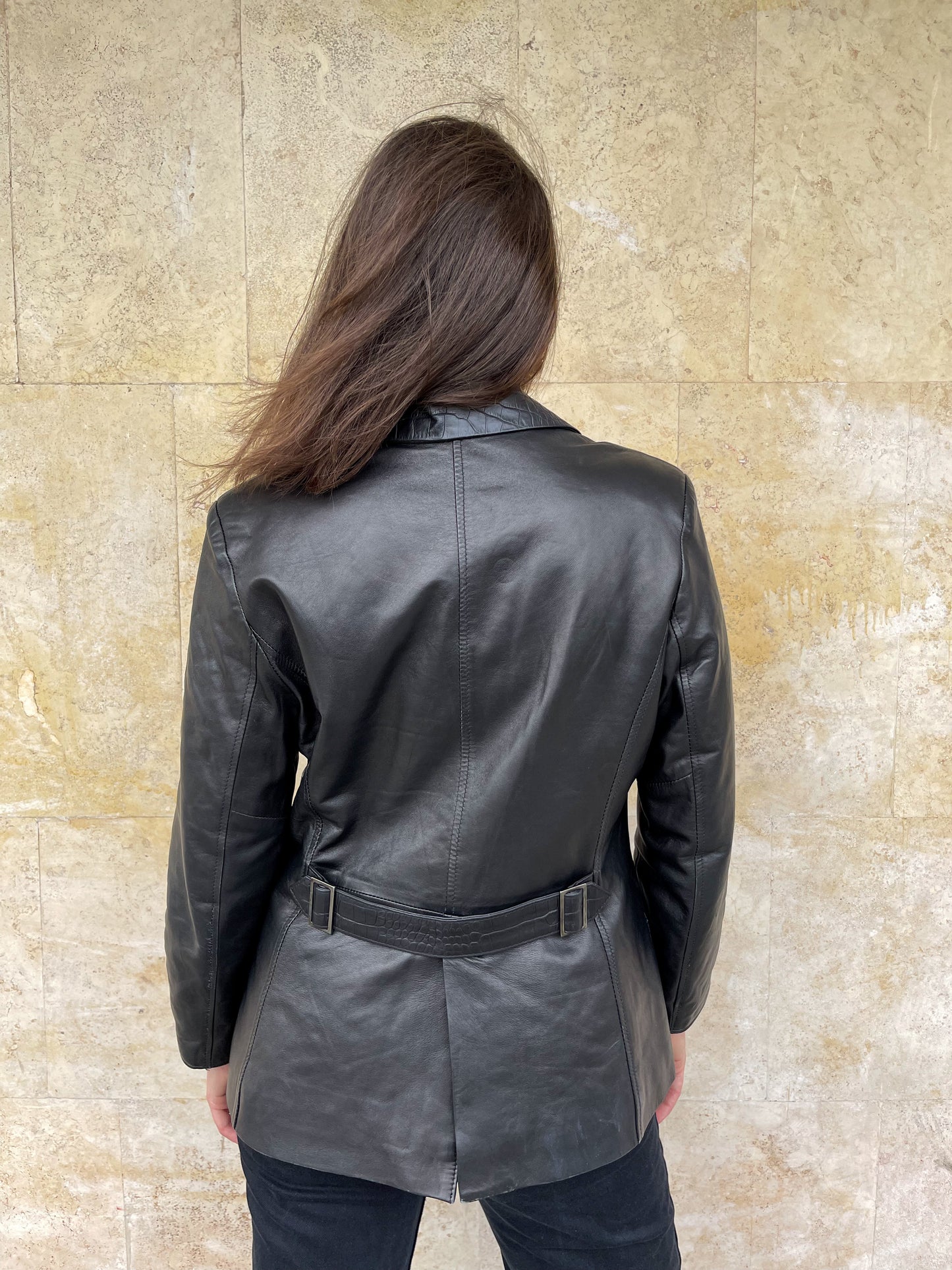 BLAZER NERO IN VERA PELLE