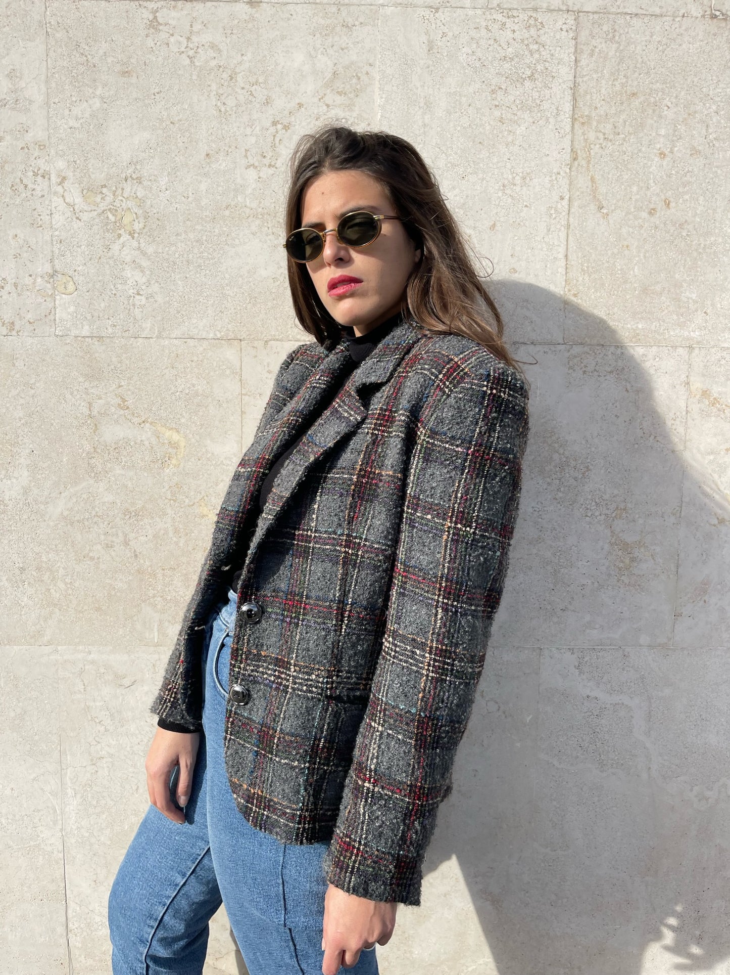 GIACCA TARTAN CON SPALLINE