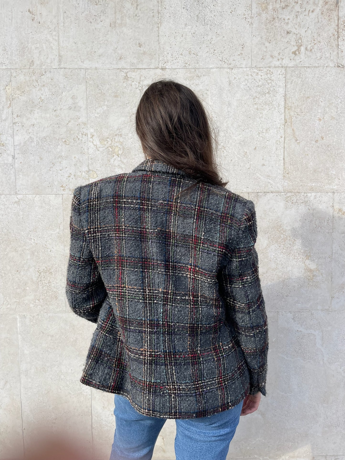 GIACCA TARTAN CON SPALLINE