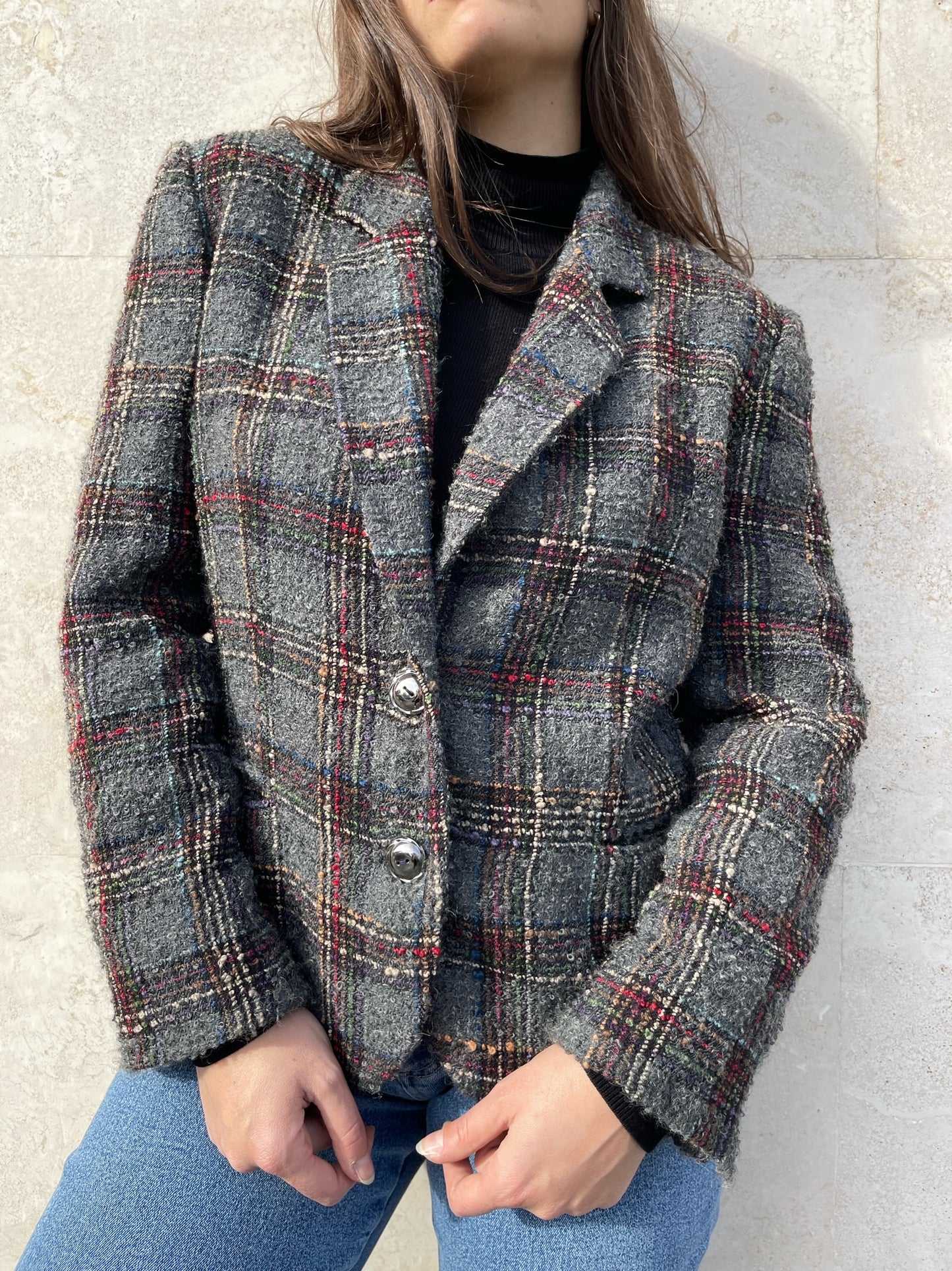 GIACCA TARTAN CON SPALLINE