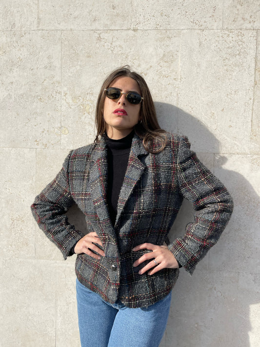 GIACCA TARTAN CON SPALLINE